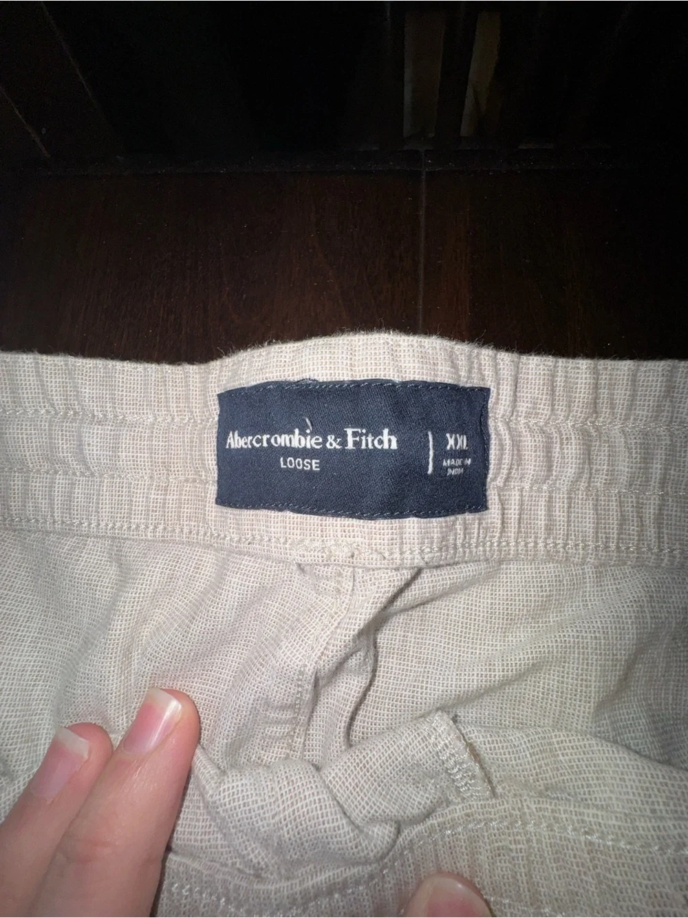 BRAND NEWAbercrombie & Fitch Men's Linen Casual Drawstring Chinos in Light Beige